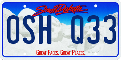 SD license plate 0SHQ33