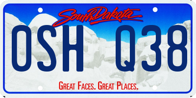 SD license plate 0SHQ38