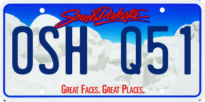 SD license plate 0SHQ51