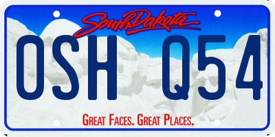 SD license plate 0SHQ54
