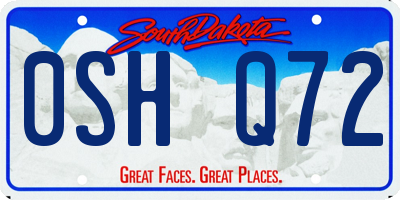 SD license plate 0SHQ72