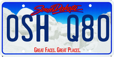 SD license plate 0SHQ80