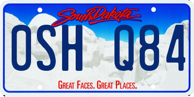 SD license plate 0SHQ84