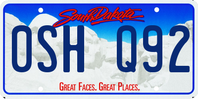 SD license plate 0SHQ92