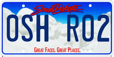 SD license plate 0SHR02