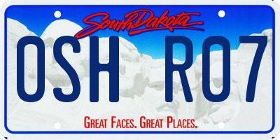 SD license plate 0SHR07