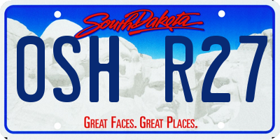 SD license plate 0SHR27