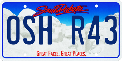 SD license plate 0SHR43