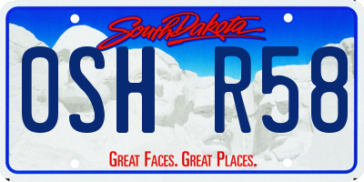 SD license plate 0SHR58