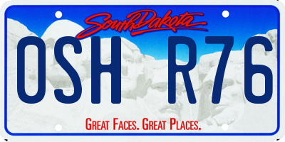 SD license plate 0SHR76