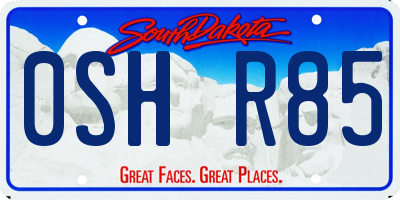 SD license plate 0SHR85
