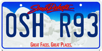 SD license plate 0SHR93