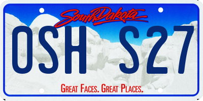 SD license plate 0SHS27