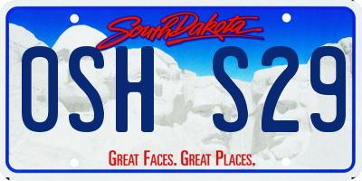 SD license plate 0SHS29