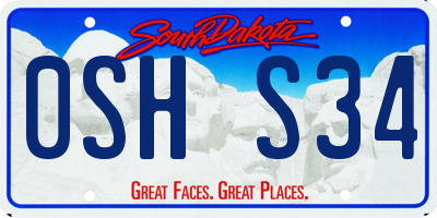 SD license plate 0SHS34