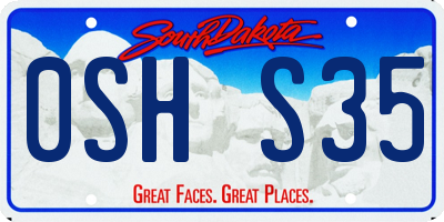 SD license plate 0SHS35