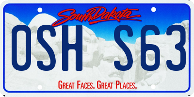 SD license plate 0SHS63