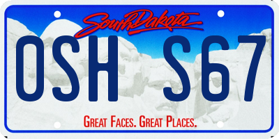SD license plate 0SHS67