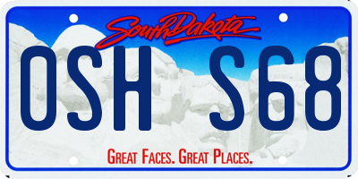 SD license plate 0SHS68