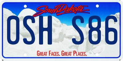 SD license plate 0SHS86