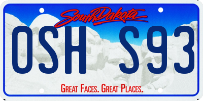 SD license plate 0SHS93