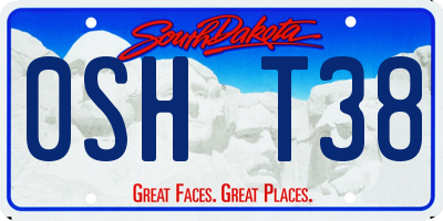 SD license plate 0SHT38