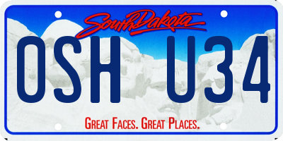 SD license plate 0SHU34