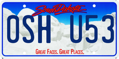 SD license plate 0SHU53