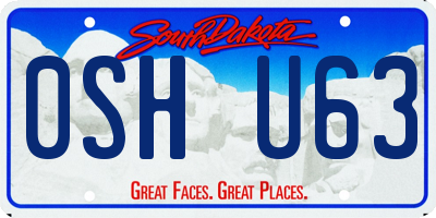 SD license plate 0SHU63