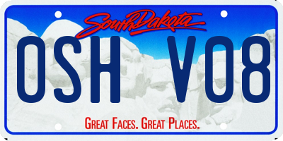 SD license plate 0SHV08