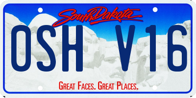 SD license plate 0SHV16