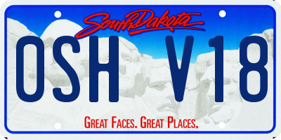 SD license plate 0SHV18