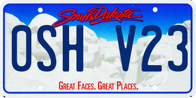 SD license plate 0SHV23