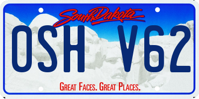 SD license plate 0SHV62