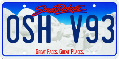 SD license plate 0SHV93