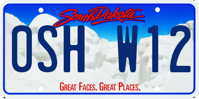 SD license plate 0SHW12
