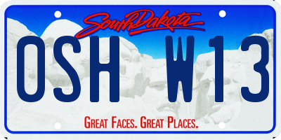 SD license plate 0SHW13