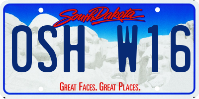SD license plate 0SHW16