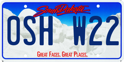 SD license plate 0SHW22
