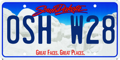 SD license plate 0SHW28