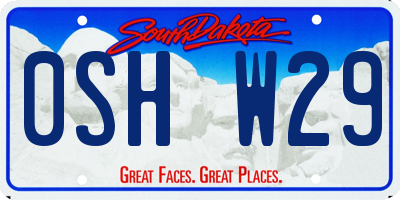 SD license plate 0SHW29