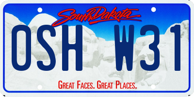 SD license plate 0SHW31