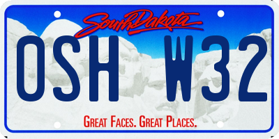 SD license plate 0SHW32