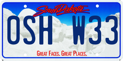 SD license plate 0SHW33