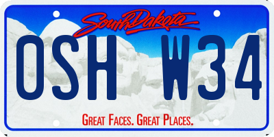 SD license plate 0SHW34