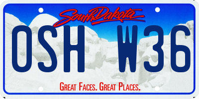 SD license plate 0SHW36
