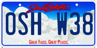 SD license plate 0SHW38