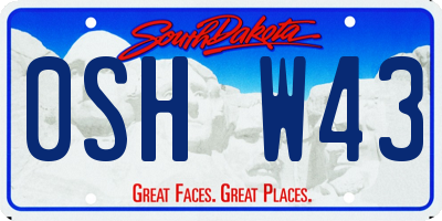SD license plate 0SHW43