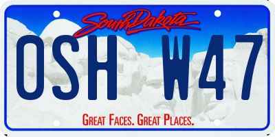 SD license plate 0SHW47