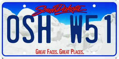 SD license plate 0SHW51